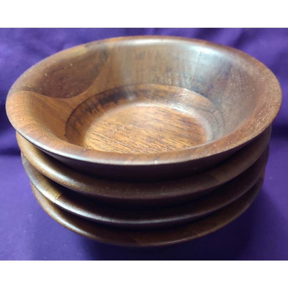 Wooden Salad Bowls - Set of 4 Bowls For Salad, Fruit, Pasta Cereal, Nuts, Etc.